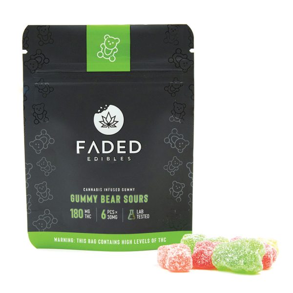 Faded Edibles THC Gummy 180 mg GUMMY BEAR SOURS