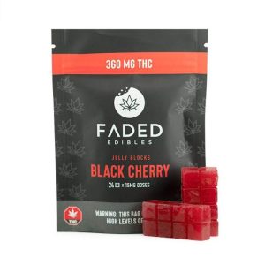 Faded Edibles THC Jelly Blocks 360mg BLACK CHERRY