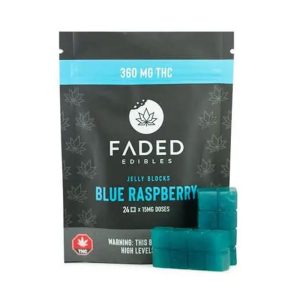 Faded Edibles THC Jelly Blocks 360mg BLUE RASPBERRY