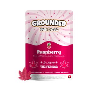 buy Grounded High Dose Leafs - Raspberry 1000mg Gummies online