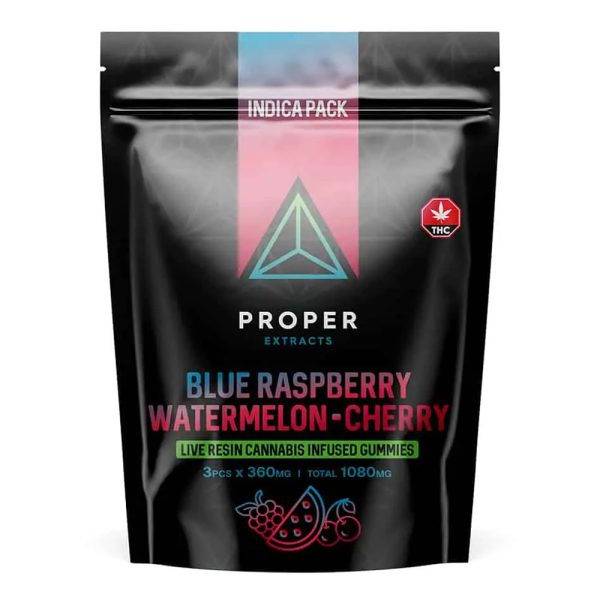 buy Proper Extracts Live Resin Cannabis Infused Gunmmies - Blue Raspberry/Watermelon/Cherry 1080mg online