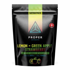 buy Proper Extracts Live Resin Cannabis Infused Gunmmies - Lemon/Green Apple/Strawberry 1080mg online
