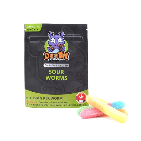 buy THC Sour Worms 150mg Gummies By Doobie Snacks online