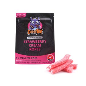 buy THC Strawberry Cream Ropes 150mg Gummies By Doobie Snacks online