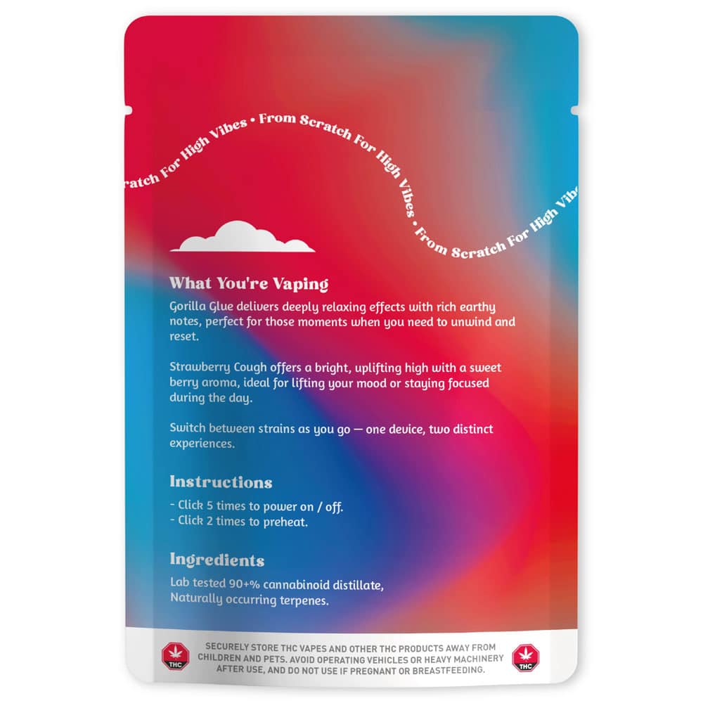 Dreamers Gorilla Glue & Strawberry Cough g Disposable Dual Vape Dreamers Gorilla Glue & Strawberry Cough g Disposable Dual Vape