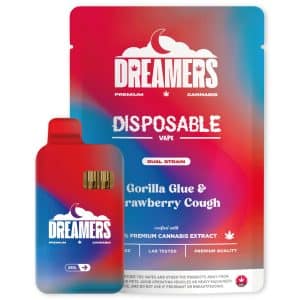 Dreamers Gorilla Glue & Strawberry Cough g Disposable Dual Vape