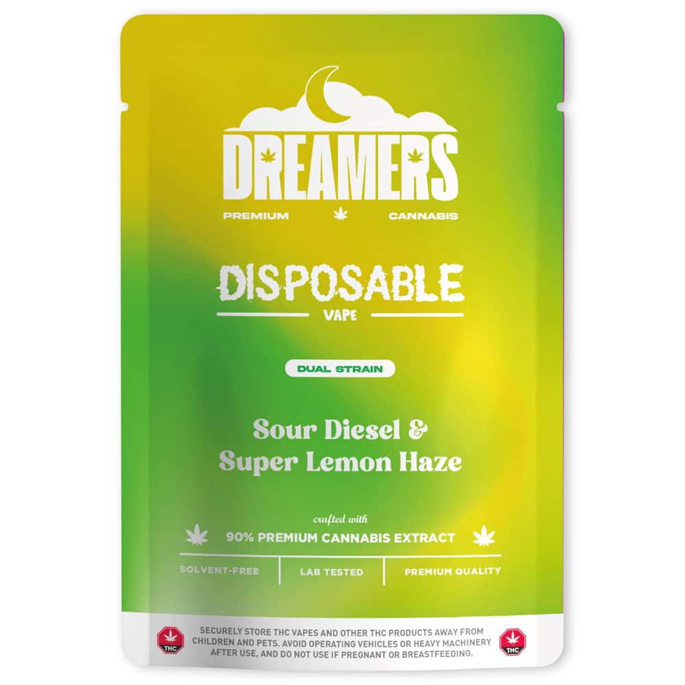 Dreamers Sour Diesel & Super Lemon Haze g Disposable Dual Vape Dreamers Sour Diesel & Super Lemon Haze g Disposable Dual Vape