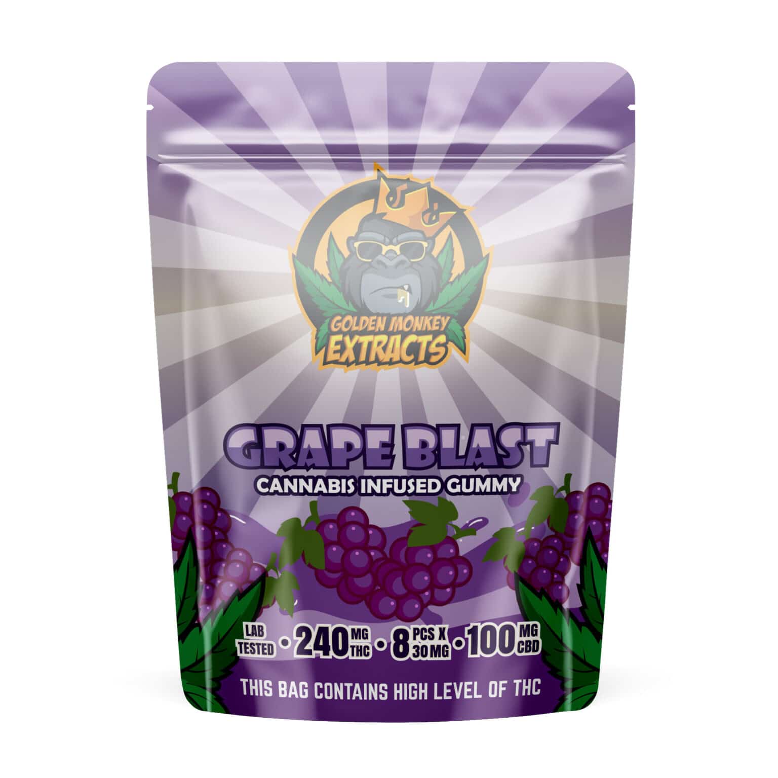 Golden Monkey Extracts THC:CBD Gummy – Grape Blast Golden Monkey Extracts THC:CBD Gummy – Grape Blast