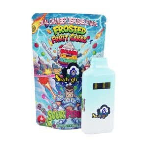 Sky High Extract – Dual Chamber Vape – Frosted Fruit Cakes (Indica) + Sour Pebbles (Sativa) – ( Grams + Grams)